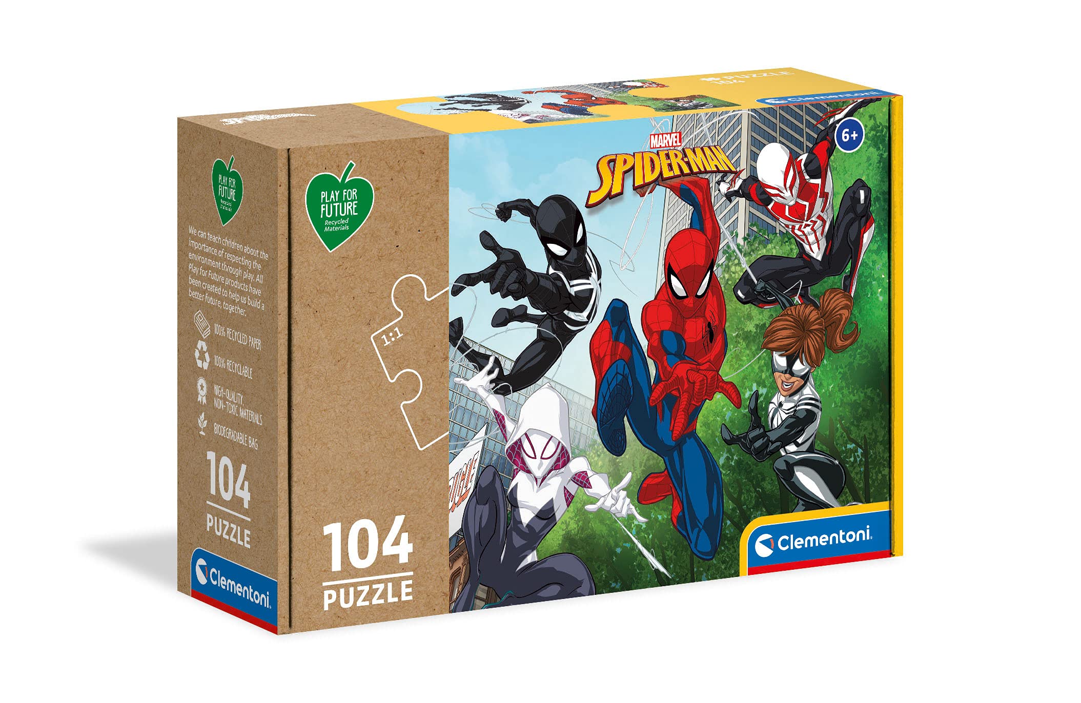 Clementoni - 27151 - Marvel Spiderman - 104 pieces - Made in Italy - 100% recycled materials, jigsaw puzzle for kids
