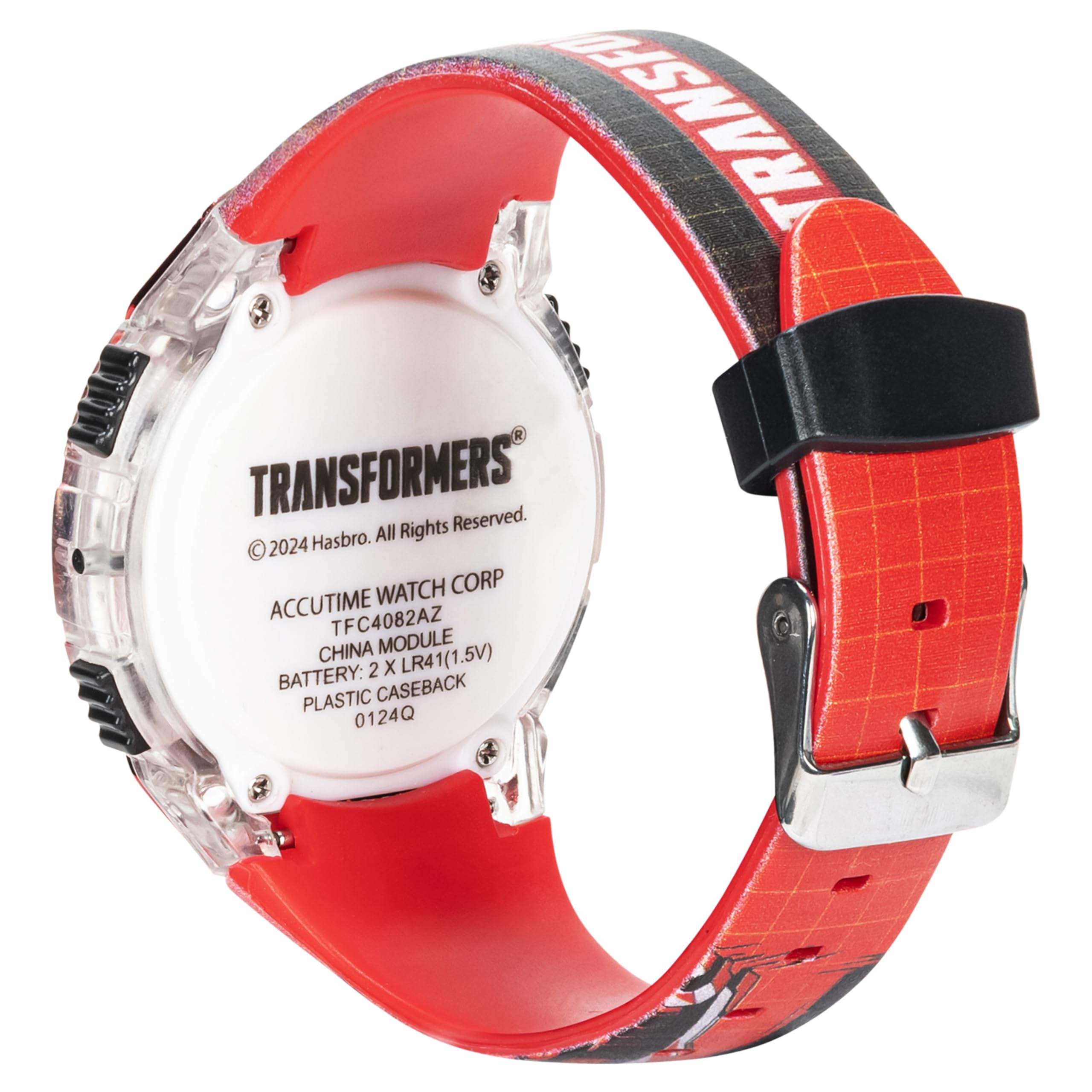 Accutime Transformers Kids Watch – LCD Display, Metallic Bezel, Adjustable Comfortable Strap, Collectible Tin – Perfect for Boys and Girls