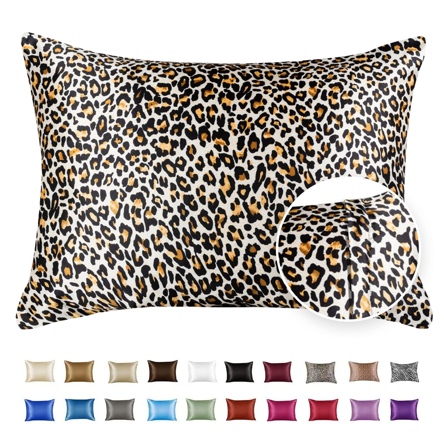 BLISSFORD Luxury Satin Pillowcase with Zipper, King (1-Pack) Size, Jaguar Print (Silky Satin Pillow Case for Hair)