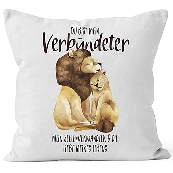 Moonworks Kissen Bezug Du Bist Mein Verbündeter Löwe Löwen Pärchen Liebe Spruch Geschenk Liebessprüche Kissen Hülle Deko Kissen Weiß Unisize