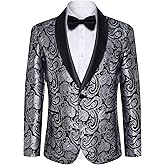 DiBanGu Mens Blazer One Button Shawl Lapel Tuxedo Sport Coat Casual Dress Suit Jacket for Men Wedding Party Prom