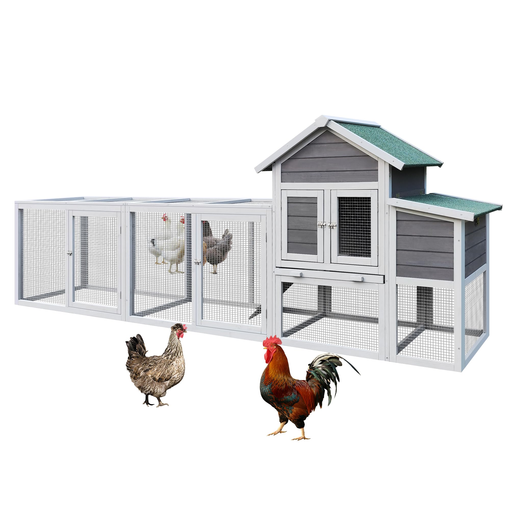 Photo 1 of 123'' Large Chicken Coop with Run, Wooden Hen House for 3-5 Chickens, Outdoor Chicken Run Poultry Cage Rabbit Cage Duck House with Nesting Box, Ramp & Pull-on Tray