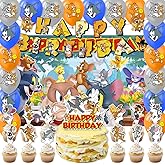 42pcs Tom and Jerrys Birthday Party Decoration include Napkins,Plates, for Tom and Jerrys Birthday party Supplies (yellow14)