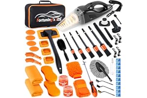 FORTUNING'S JDS 61 PCS Car Detailing Kit Interior Cleaner, Auto Detailing Kit, Car Vacuum Car Interior Detailing Kit, Car Wash Kit with Bucket Detailing Brush Set Car Accessories for Motorcycle, Cars, Bikes, Wheels