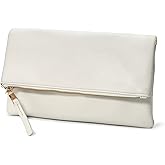 Women's Zipper Foldover Clutch Vegan Leather Envelope Cross body Bag with Chain Strap