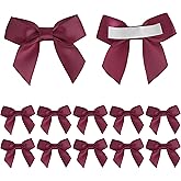 AIMUDI Burgundy Satin Ribbon Bows 2" Self Adhesive Satin Bows for Gift Wrapping Premade Bows with Double-Sided Tape for Making Crafts Baby Shower Birthday Party Wedding Decorations, 50 PCs