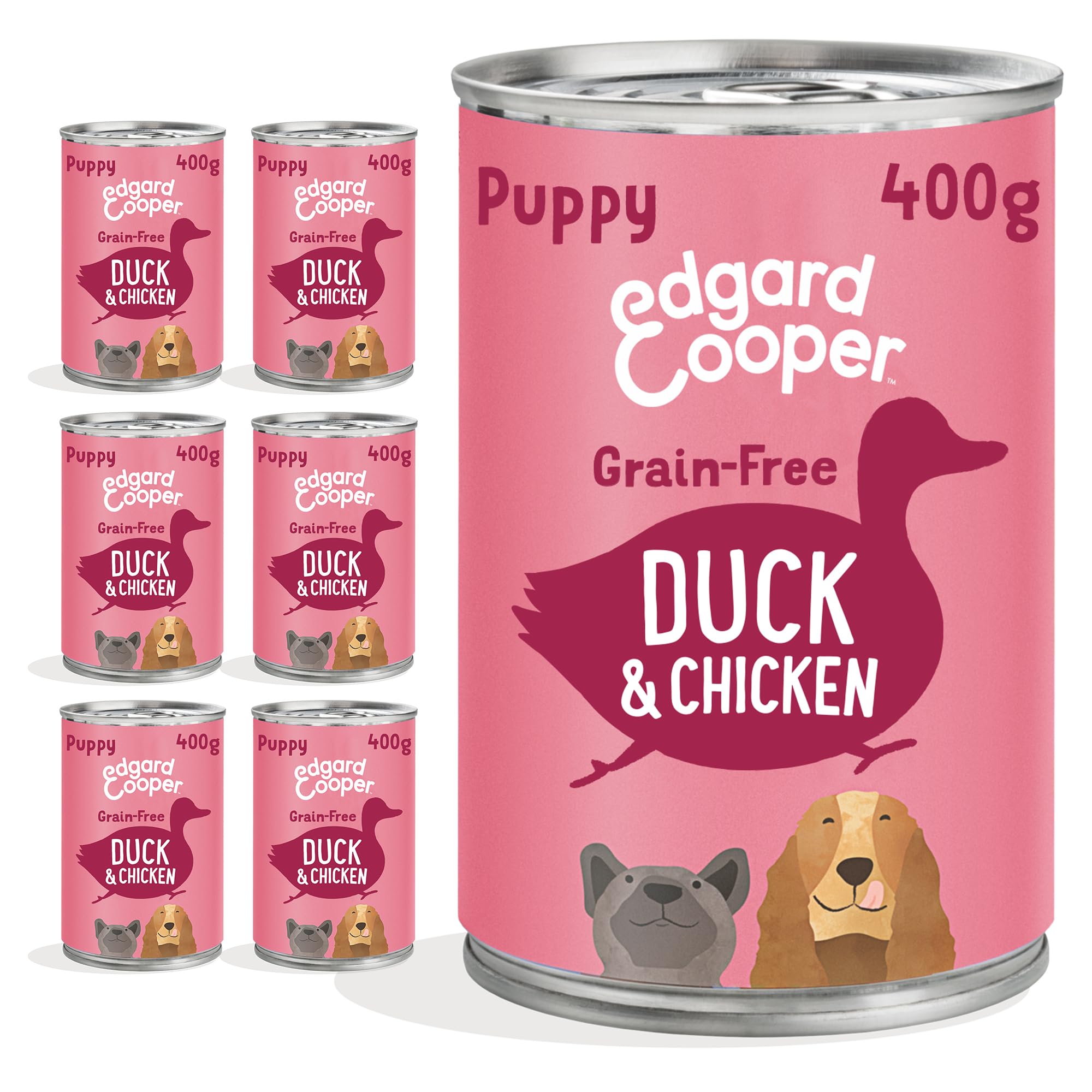 Edgard Cooper Puppy Grain-Free Wet Dog Food in Gravy, Duck Chicken 6 x 400g, Natural Dogs Food in Tins with Fresh Meat, High Protein, Hypoallergenic, No Added Sugar — image 1