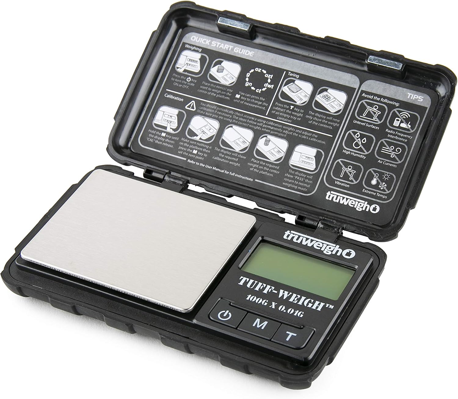 Truweigh TUFFWEIGH Digital Mini Scale (100g x 0.01g, Black/Black), Rubberized Impact Resistant Digital Kitchen Scale - Image 5