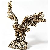 Yahu Lando Pure Brass Eagle Figurine, Small Vintage Bird Statue, Solid Brass Decorative Sculpture for Home Office Desk Shelf, Collectible Ornament Gift (Height 2.36 in, Width 1.85 in)