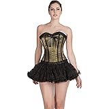 Olive Green Satin Black Frill Halloween Party Prom Costume Overbust Corset Top