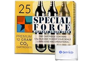 NUMBER 1 IN SERVICE 12 Gram CO2 + Oiler Cartridges | 10 Pack Cartridge for Self Defense Pepper Spray Gun | 12g C02 Cartridges Compatible with Byrna Umarex Crosman | with 1 Lubricating Cartridge