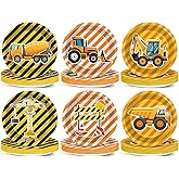 60PCS Construction Birthday Party Decorations Trucks Themed 7 Inch Dessert Plates Tableware Truck Dinner Paper Plates Excavator Constructions Theme Dinnerware Disposable Kids Boys Baby Shower Suppies