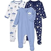 Yoofoss Baby Pajamas 100% Organic Cotton Newborn Sleepers Boy Girl Clothes | Two Way Zipper Footed Pjs for Newborn 0-3 3-6 6-9 12 18 24 Months, 3Pcs Soft Footies, Sleep and Play Baby Essentials