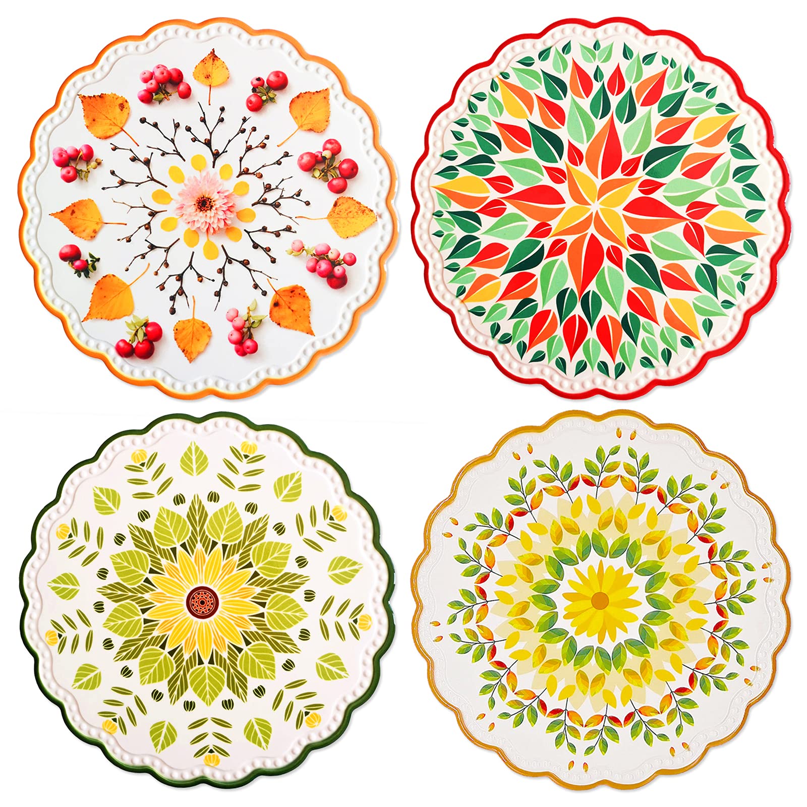 Ceramic Stone Trivets for Hot Pots and Pans, Versatile Trivet with Cork Base, Heat Resistant Mats for Countertop, Trivets for Hot Dishes, Set of 4