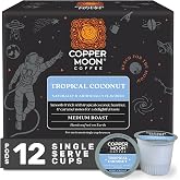 Copper Moon K-Cup Coffee Pods, Medium Roast, Tropical Coconut, 12 Count | 12 Count, Flavored Coffee, Vegan, Allergen Free, Non-GMO, Kosher, Small Batch Roasted, Compatible with Keurig K Cup Brewers