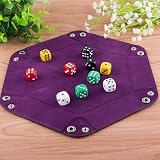 SIQUK 4 Pieces Dice Tray Hexagon Folding PU Leather Velvet DND RPG view 4