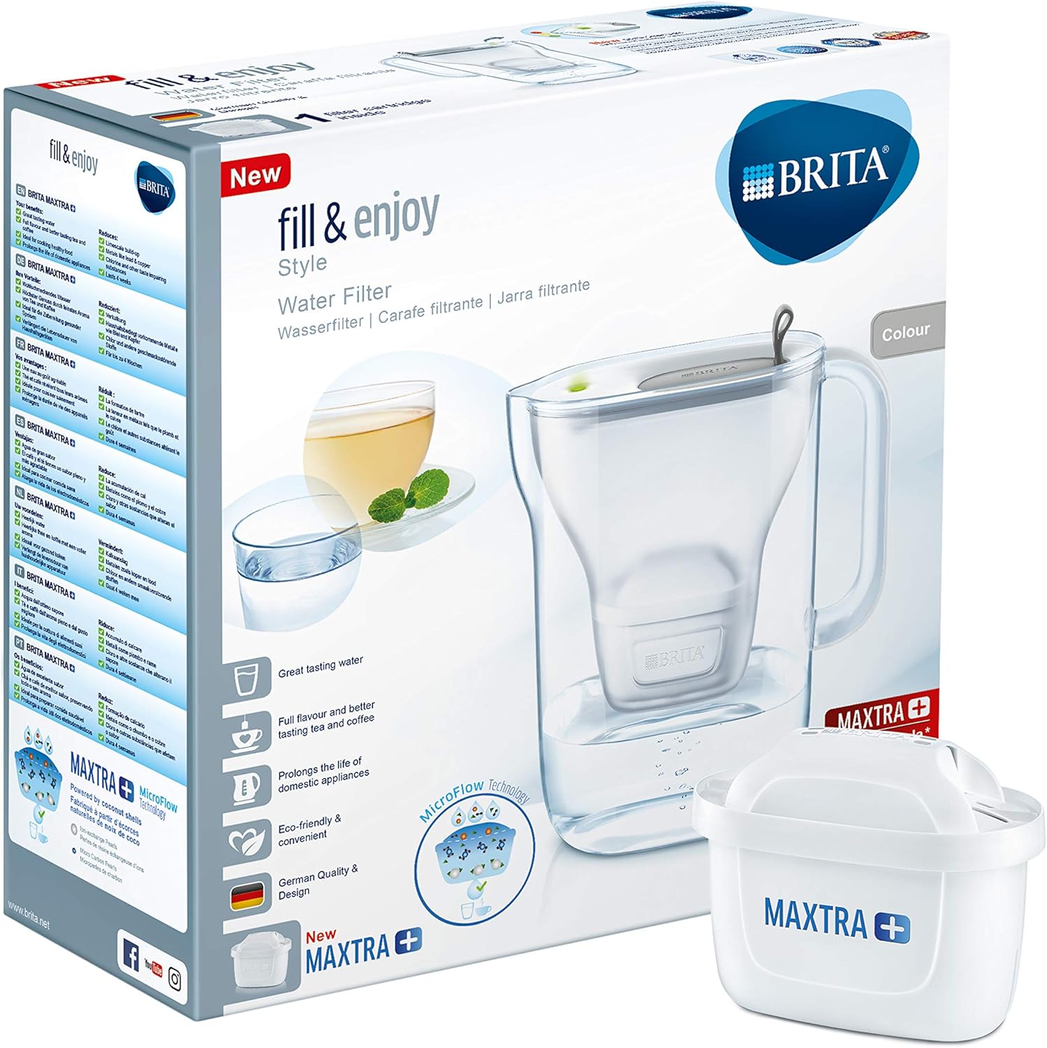 Plus 2.3L Slim Water Filter Fridge Jug BRITA Style Cool MAXTRA