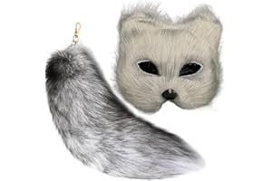 Lupidyyxun Therian Mask and Tail for Girl Furry Cat Fox Wolf Mask Therian for Women Halloween Costume