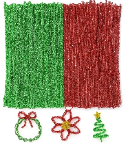 White Glitter Tinsel Craft Stems / Pipe Cleaners – 30cm X 6mm – Pack Of Sequins