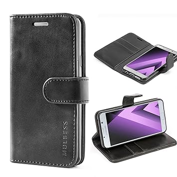 Mulbess Ledertasche im Ständer Book Case / Kartenfach für Samsung Galaxy A3 (2016) Tasche Hülle Leder Etui,Schwarz (nicht für