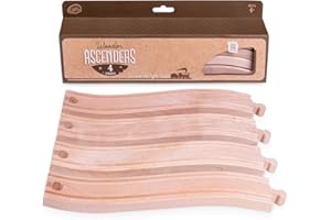 Conductor Carl Wood Train Track Expansion Packs| Compatible with Most Train Tracks| Ascender Tracks -1 Count (Pack of 4)
