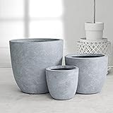 Kante 18",14",10" Dia Concrete Round Planters