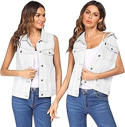 Chainscroll Women's Denim Vest Casual Classic Jean