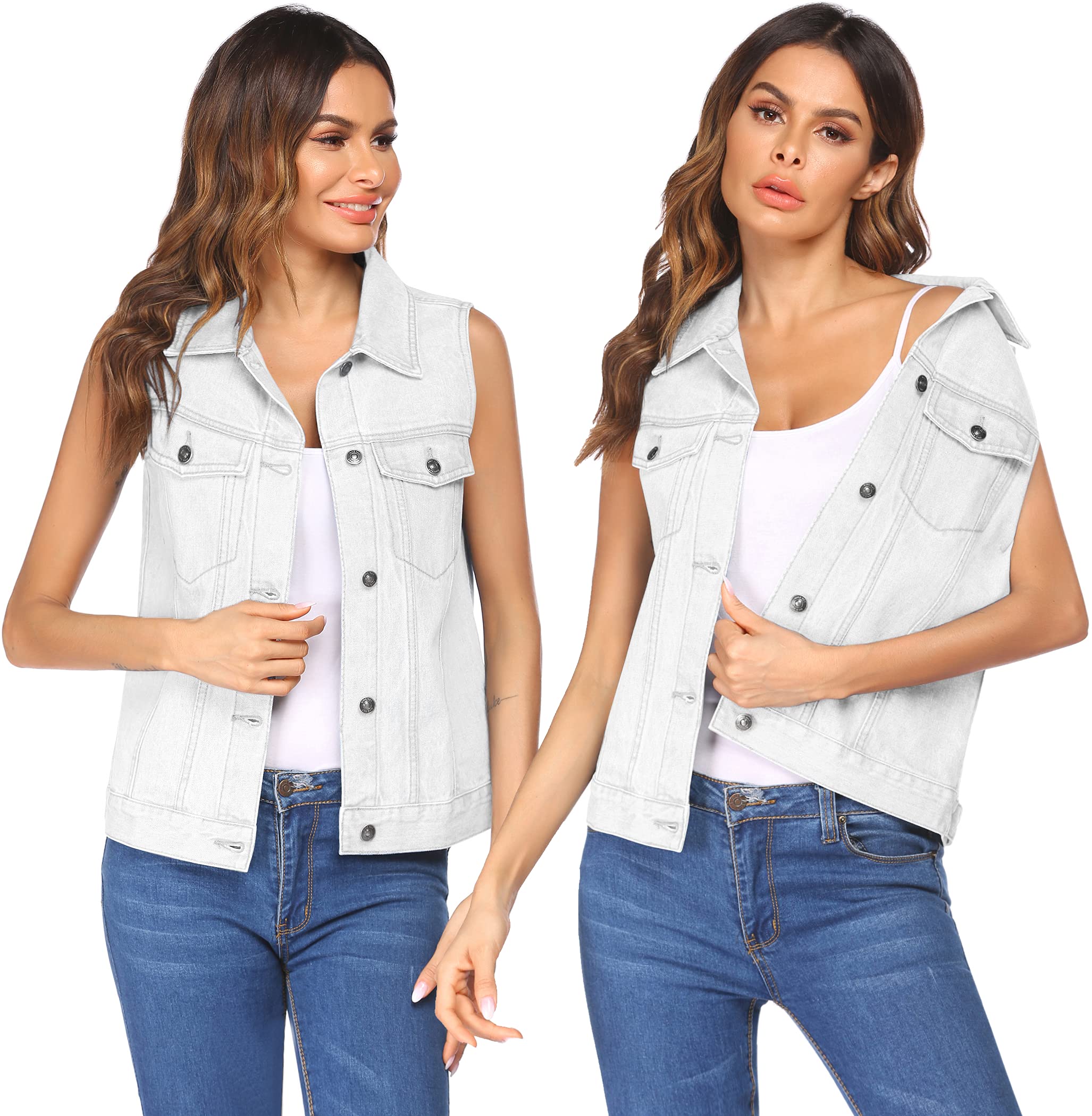 Chainscroll Women's Denim Vest Casual Classic Jean