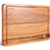 OAKSWARE Cutting Boards, 20 x 15 Inch Extra Large Acacia Wooden Cutting Board for Kitchen, Edge Grain Wood Chopping Board with Juice Groove and Handles, Pre-Oiled Carving Tray for Meat & Cheese