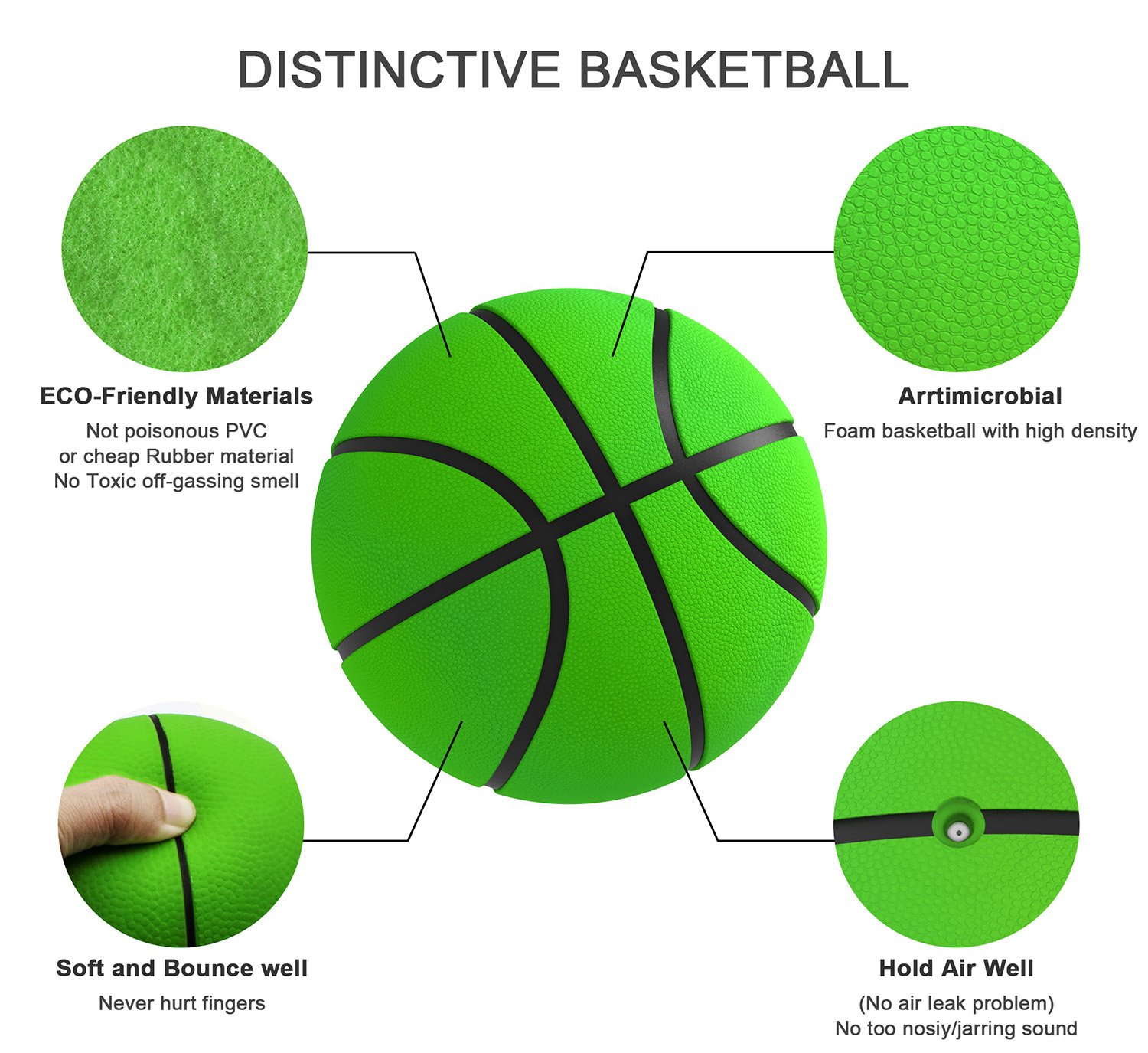 Mini Basketball for Kids,HUNFS 5 Inch Small Basketball (Soft and Bouncy +Bright Color+Environmental Protection Material)