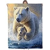 Bidesk Cute Polar Bear Theme Blanket Soft Cozy Flannel Animal Throw Blanket for Women Adults Kids - Warm Yet Lightweight Blankets for Travel, Bed, Couch, Fuzzy Outdoor Comfort Wrap 60"×50"