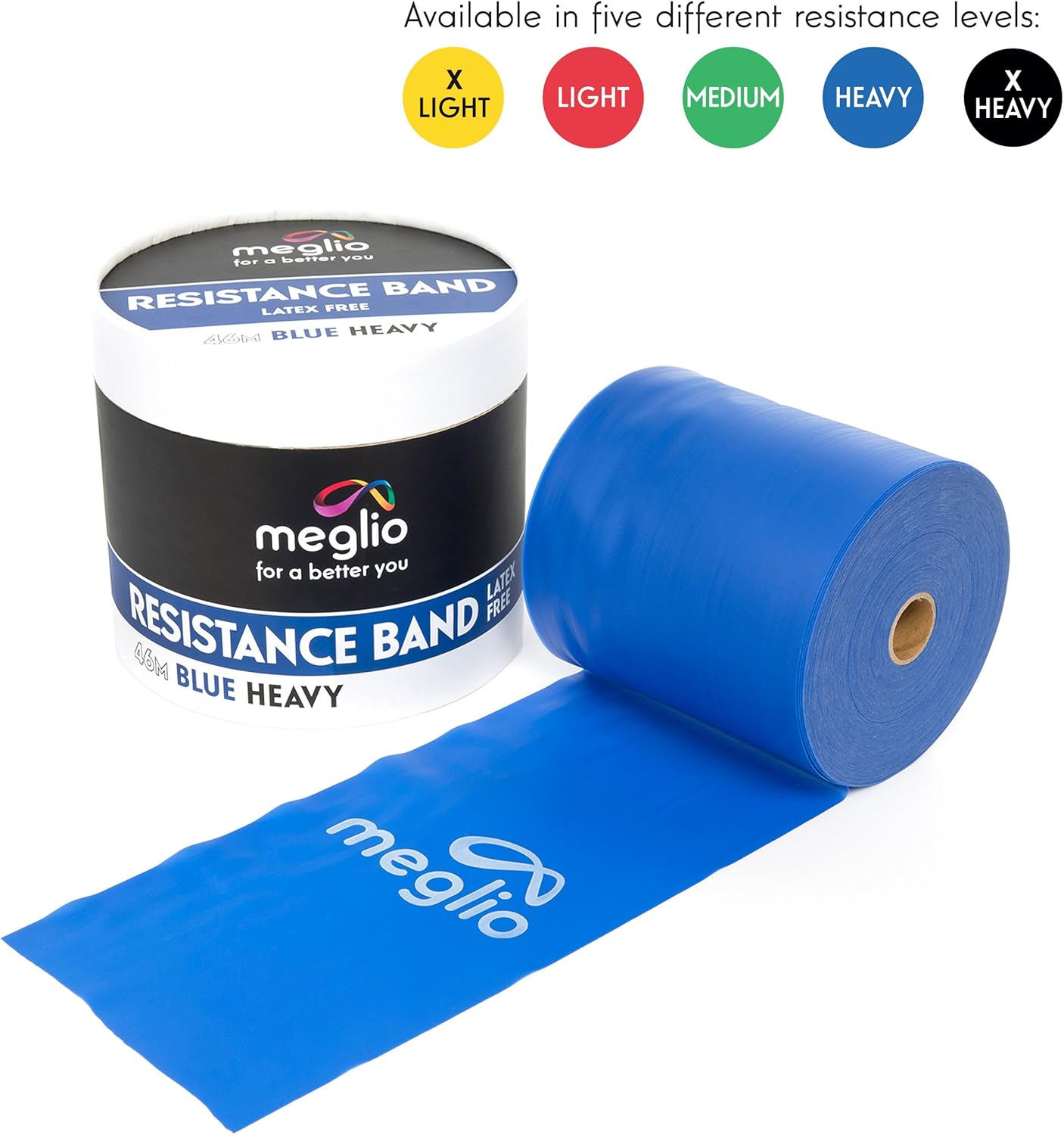 Meglio Resistance Bands Roll, Latex Free Exercise Bands for Building Strength Pilates Band for Fitness Flexibility