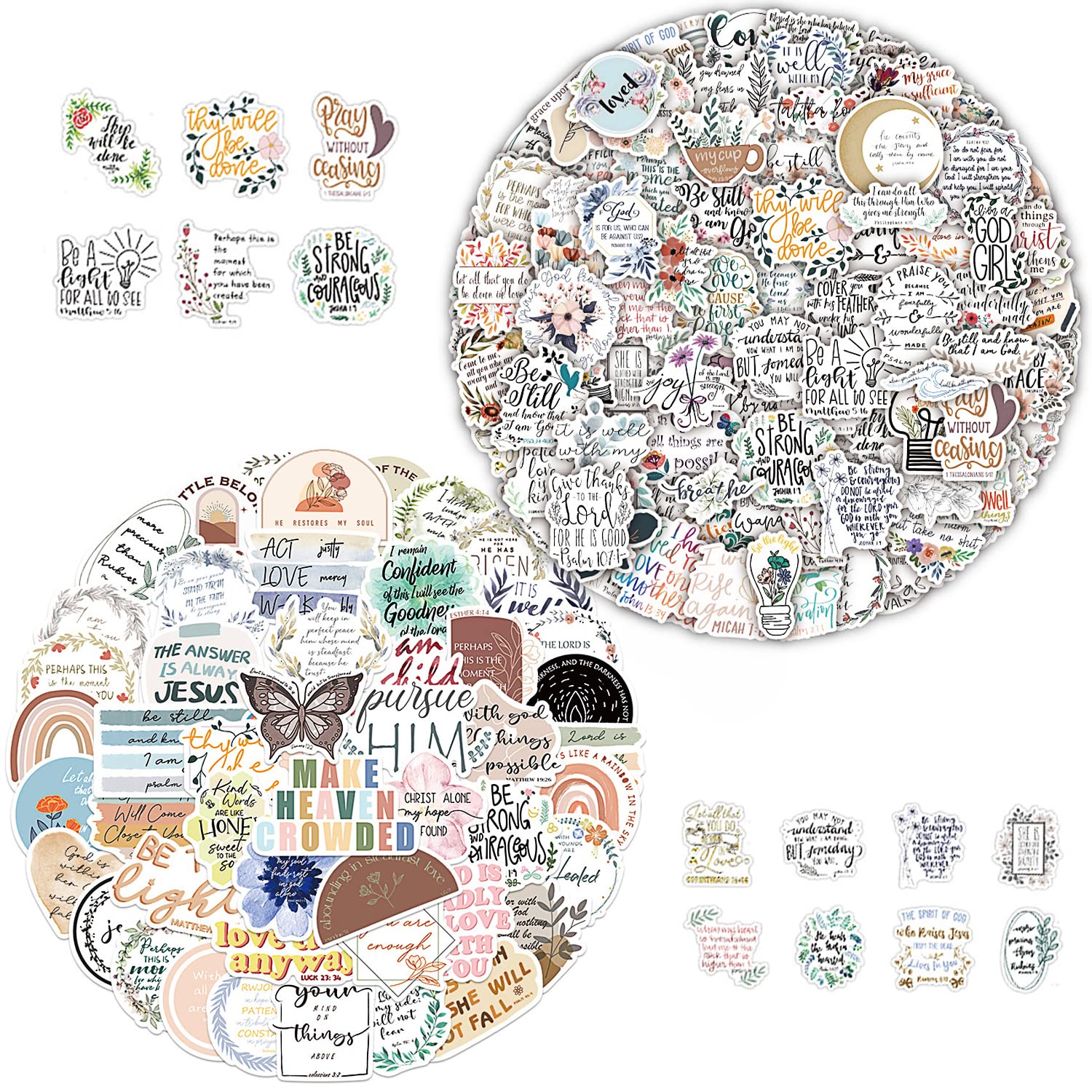 155 Bible Scripture Inspirational Graffiti Stickers for DIY Decoration - Literary Bible Stickers for Mobile Phone Cases, Cars, Water Cups, and More