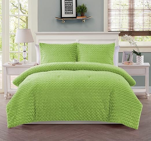 Amazon Com Vcny Rose Fur 2 Piece Comforter Set Twin Green Home