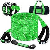 POPBULL Kinetic Recovery Rope,(1in x 30ft Green) 48000lbs Snatch Strap, Heavy Duty Stretch Nylon Towing Ropes with 2pcs Soft Shackles for Offroad Vehicle, Jeep, SUV, ATV, Tractor Elastic Ropes Kit