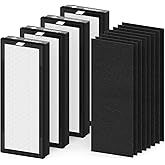 4 Pack 8000 Elite Pro Replacement filter Compatible with VEVA Pro Elite 8000 Series Air Purifier, 4 Filters & 8 Carbon Pre Filters