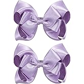 2PCS 4'' Glitter Light Purple Hair Bows, Handmade Shiny Ribbon Bow Clips Alligator Barrettes for Toddler, Girls Teens Women Fall Outfit Accessories, Mermaid Birthday Gift