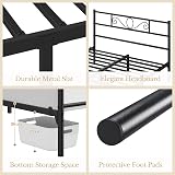 Yaheetech 5ft King Metal Bed Frame with Headboard Footboard Black view 3