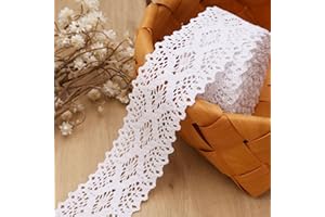 GXTIZAS Lace Trim Cotton Lace Trim Eyelet Lace Ribbon Crochet Sewing Lace for Junk Journal Supplies Crafts Supply(White)