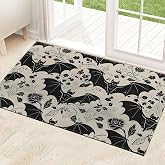 ainori Gothic Bat Indoor Door Mat 29.5x17in,Non Slip Backing Vintage Floral Halloween Floor Mats,Non Woven Entryway Rug,Welcome Rugs Decor,for Entrance Inside Porch Kitchen,Practical Doormats Gifts