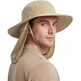 Home Prefer UPF 50+ Sun Hat with Neck Flap Wide Brim Fishing Hat for Men | Mesh vents, Cooling airflow, Wide neck protection, UVA/UVB, Windproof chin strap, Lightweight non‑bulky, Water repellent