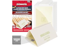 Catchmaster Clothes Moth Traps for House 6PK Wardrobe Closet Storage Glue Traps, Sticky Bug Catcher Indoor with Pheromone, Odorless Adhesive Flying Insect Trap, Protect Clothing, Pet Safe Pest Control