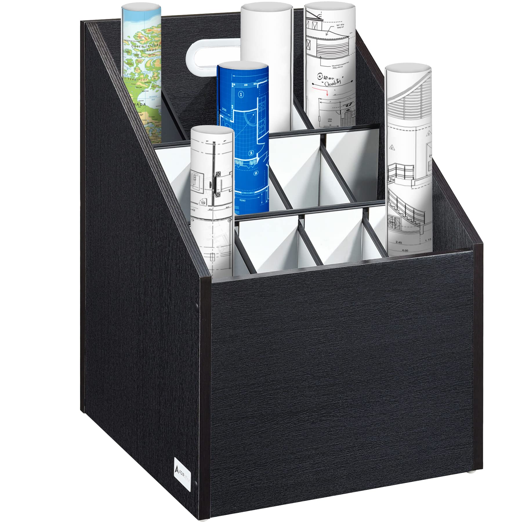 Adir Blue Print Storage Organizer Cart - Wooden