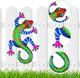 OFFCUP Metal Gecko Wall Decor 3pc Garden Outdoor Wall Art Hanging Sculpture view 2