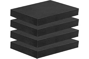 APOCHON 4 Pcs Polyurethane Foam Sheet, 16 x 12 x 1.5 inch Cuttable Foam Inserts for Cases, Packing Foam Pads for Toolbox Camera Storage and Crafts- Black Pick Pluck Foam