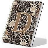 DSHFG Initial D Personalized Journal Notebook, Boho Floral Journaling Notebooks for Women Girls, Costom Monogrammed Gifts for Women Mom Girls Friends, Letter Spiral Notebook, 5.5x8.3