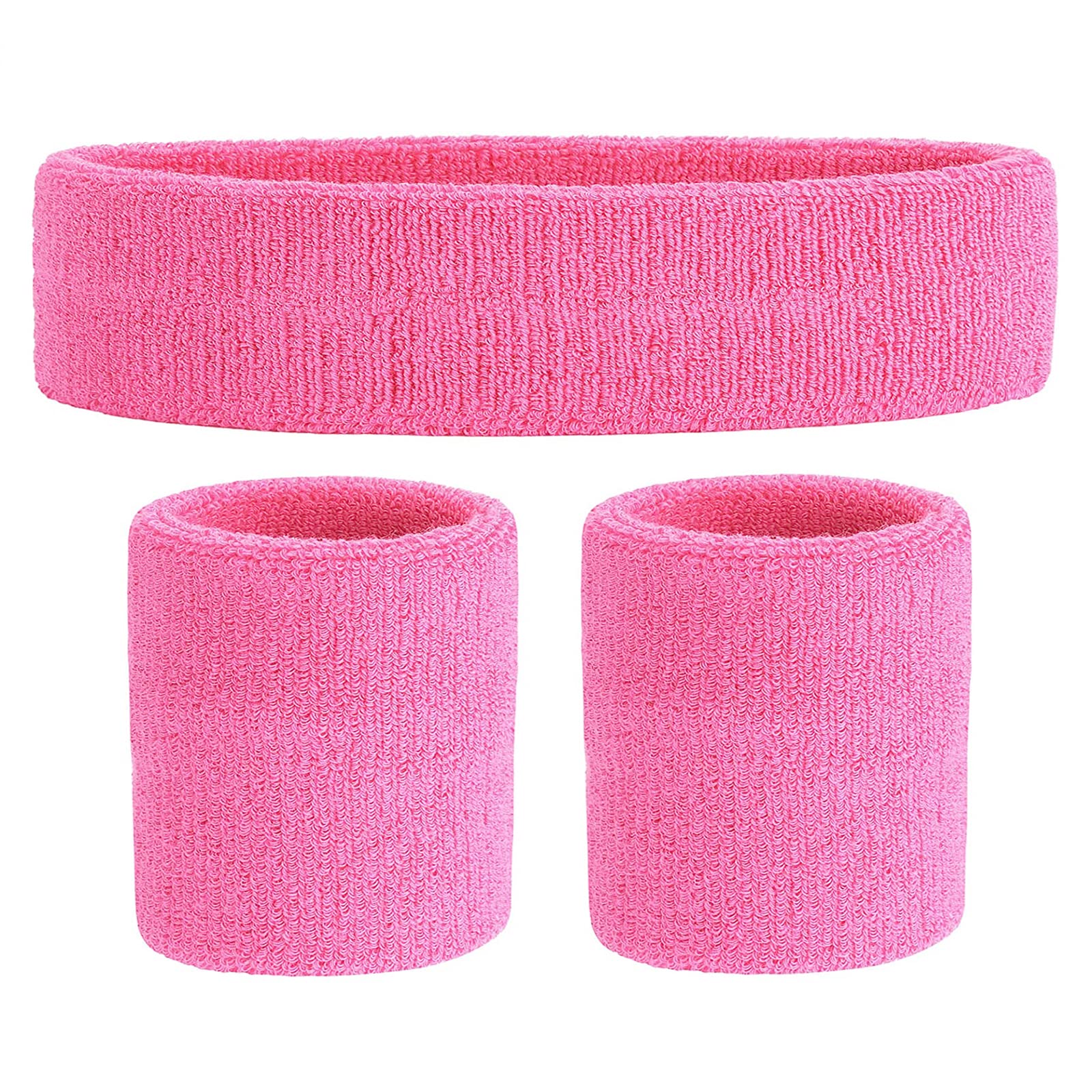 ONUPGO Sweatband Set (3 Pieces) Sports Headband Wrist Striped Sweatbands Terry Cloth Wristband Athletic Exercise Basketball Wrist Sweatband and Headbands Moisture Wicking Sweat Absorbing Head Band