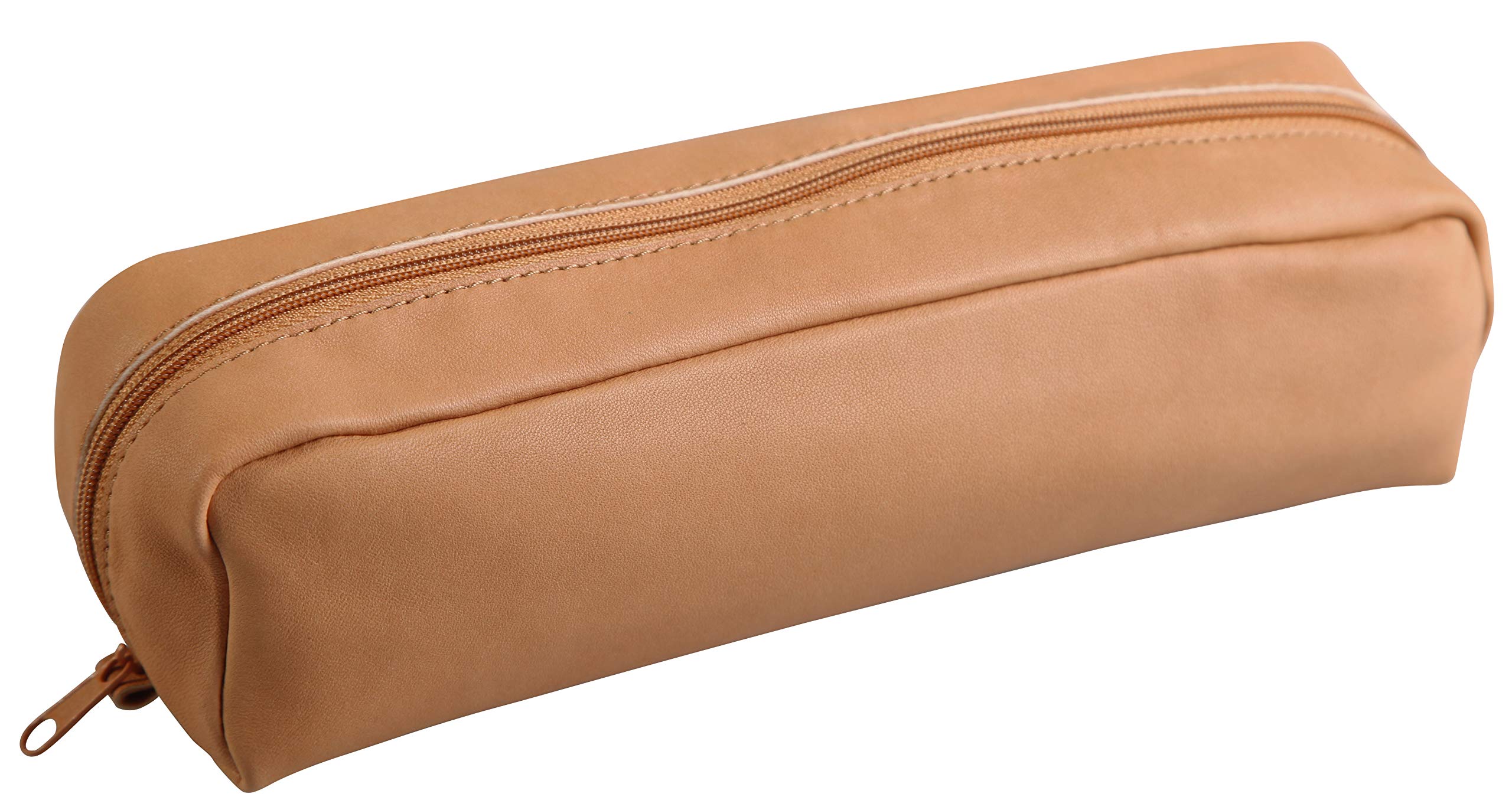Clairefontaine 8300C - Rectangular School Pencil Case in Natural Colour Leather 22x5x3 cm in Genuine Lambskin - School Supplies - Pencil Case - Pen Holder