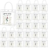 Marspark 24 Pcs Christian Clear Gift Bags with Handle Bible Verse Religious Baptism Gift Bags Bulk Party Favors Inspirational PVC Tote for Church Events Wedding Party Supplies
