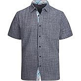 Alex Vando Mens Dress Shirts 4-Way Stretch Wrinkle Free Regular Fit Short Sleeve Men Button Down Shirt